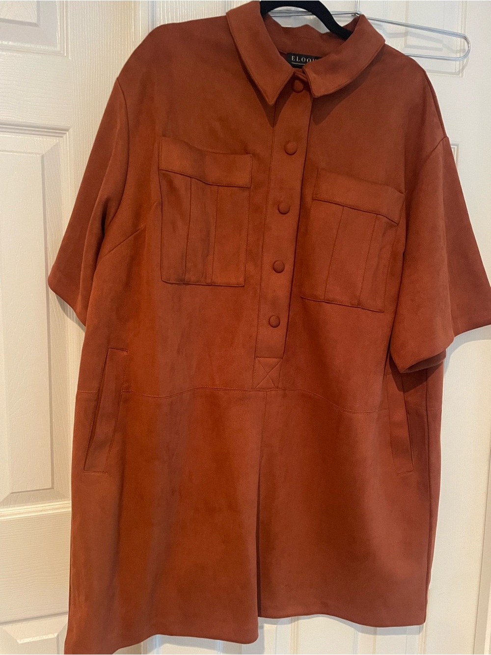 ELOQUII Faux Suede Mini Shirt Dress
